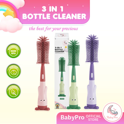 Babyproph 3 in 1 Non-Scratch Baby Milk Bottle Cleaner Silicone Brush Set