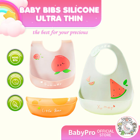 Babyproph Premium Baby Bibs Silicone Summer Ultra-Thin Soft waterproof Food Saliva Pocket
