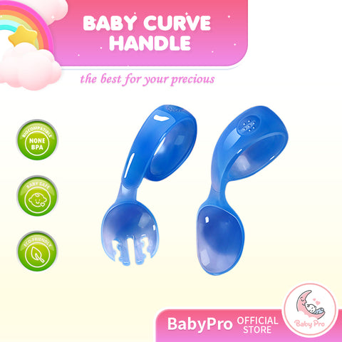 Babyproph Baby Kids Training Fork and Spoon Set Curve Handle Infant Feeding Toddler for Eating