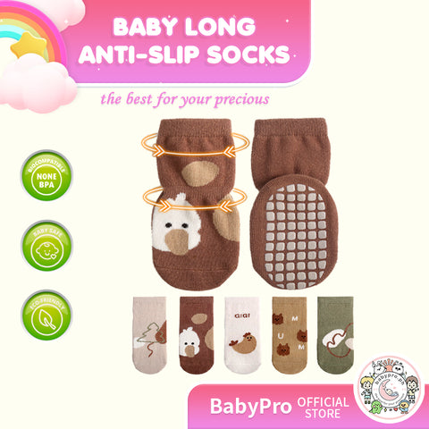 Babyproph Premium Long Anti Slip Socks One Pair Individual Pack Soft Cotton floor Sock Keep Warm