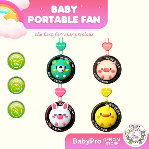 Babyproph Mini Portable Hanging Neck Fan for Cute Cartoon USB Charging Low Noise Kids