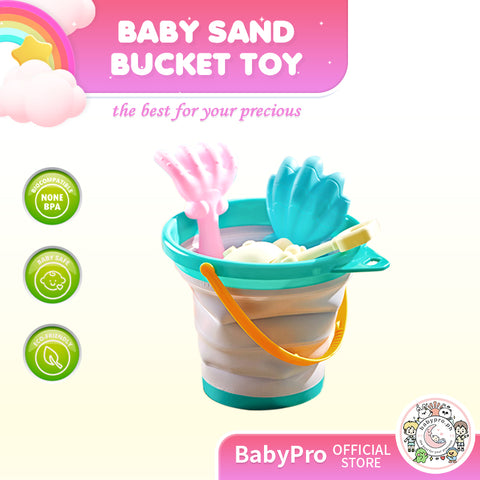 Babyproph Kids Sand Bucket Toys Collapsible Silicone Pail With Scoop