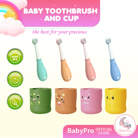 Babyproph Baby Soft Toothbrush and Mouthwash Cup for Kids Cute Cartoon Character Cups