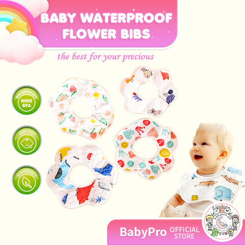 Babyproph Premium Baby Waterproof Flower Bibs 360 Rotate Drool Bibs Super Absorbent