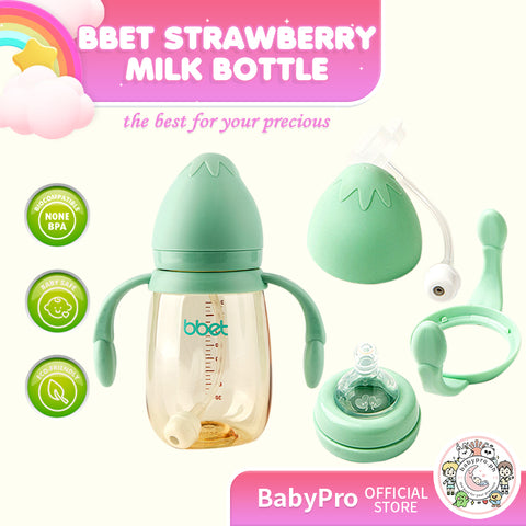 Babyproph Premium BBET Baby Feeding Bottle 8 oz | Strawberry Green 240ml