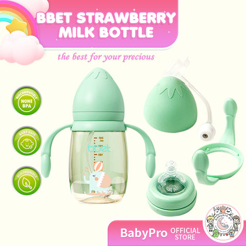 Babyproph Premium BBET Baby Feeding Bottle 8 oz | Elephant Strawberry Pink | Green 240ml