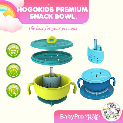 Babyproph Premium Hogokids Baby Silicone Snack Suction Bowl With Straw For Kids Feeding