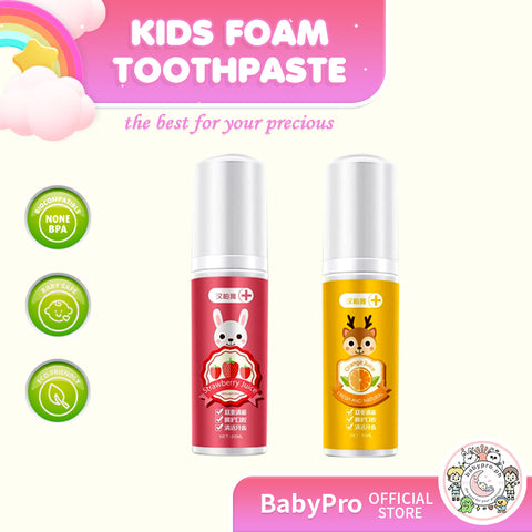 Babyproph Kid's Foam Toothpaste Strawberry and Orange Flavor Teeth Cleansing Mousse Deeply Cleaning For Child