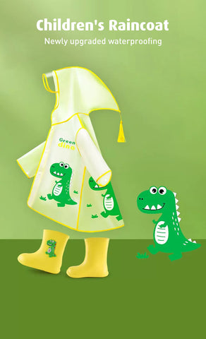 Babyproph Kids Transparent Raincoat With Cartoon Dinosaur Design