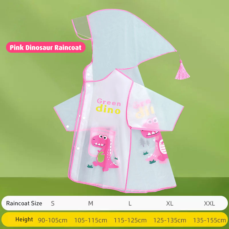 Babyproph Kids Transparent Raincoat With Cartoon Dinosaur Design