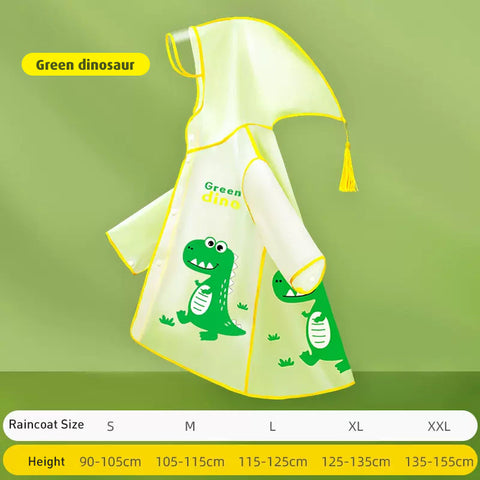 Babyproph Kids Transparent Raincoat With Cartoon Dinosaur Design