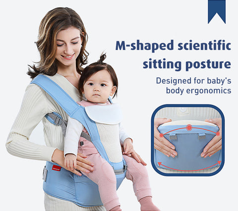 Babyproph Baby Carrier With Hip Seat Breathable Ergonomic Design Detachable Strap