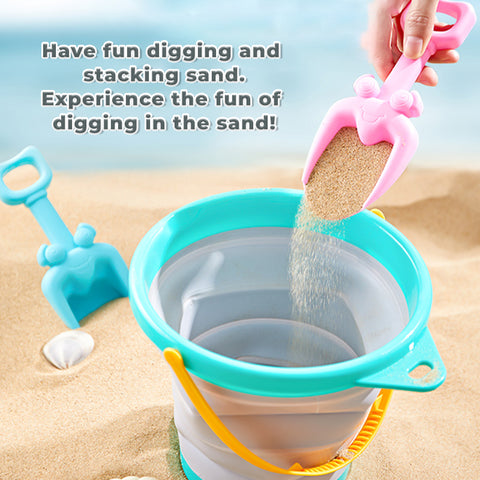 Babyproph Kids Sand Bucket Toys Collapsible Silicone Pail With Scoop