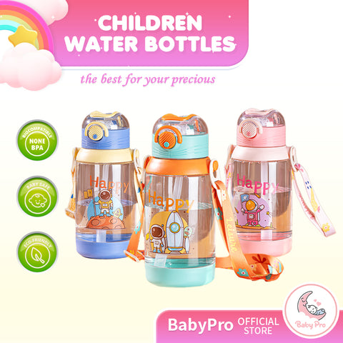 Babyproph Kids Large Water Bottles With Strap and Straw 600ml