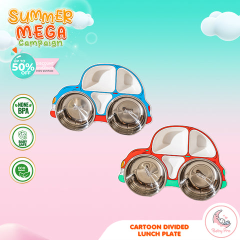 Babyproph Children's Stainless Steel Cartoon Car-Shaped Plate