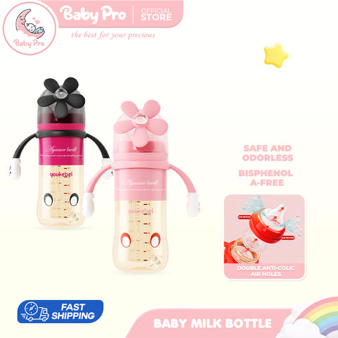 Babyproph 2 in 1 Baby Feeding Bottle Milk Bottle Water Bottle With Straw 300ML