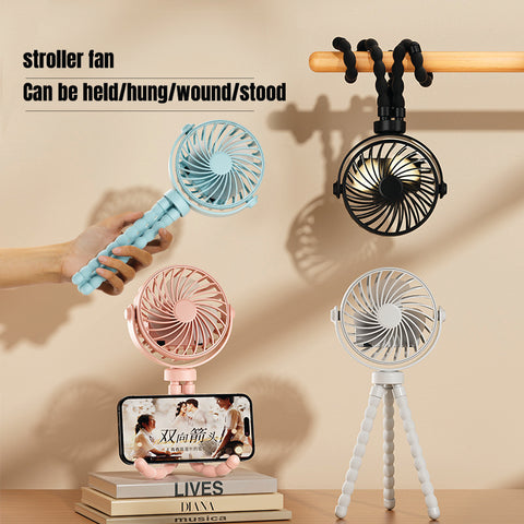 Babyproph Portable Rechargeable Mini Octopus Fan With Light