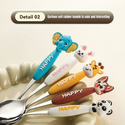 Babyproph Kids Cute Cartoon Animal 2pcs/Set Spoon Fork Stainless Steel Flatware