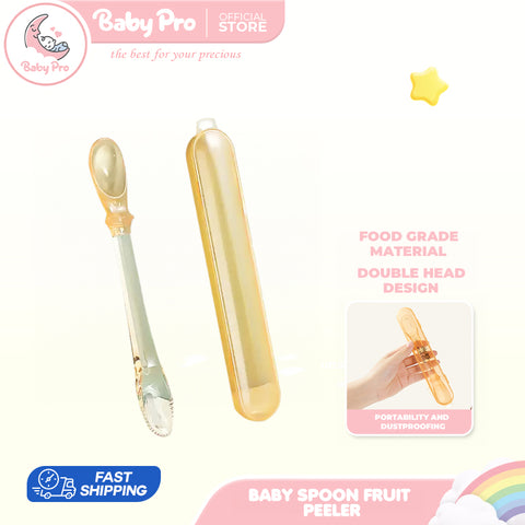 Babyproph 3in1 Baby Silicone Feeding Spoon With Fruit Peeler Fruit Mud Scraper