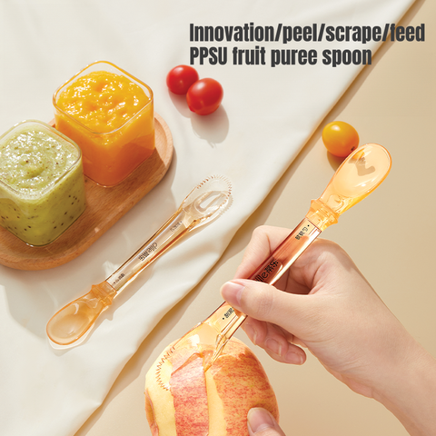 Babyproph 3in1 Baby Silicone Feeding Spoon With Fruit Peeler Fruit Mud Scraper