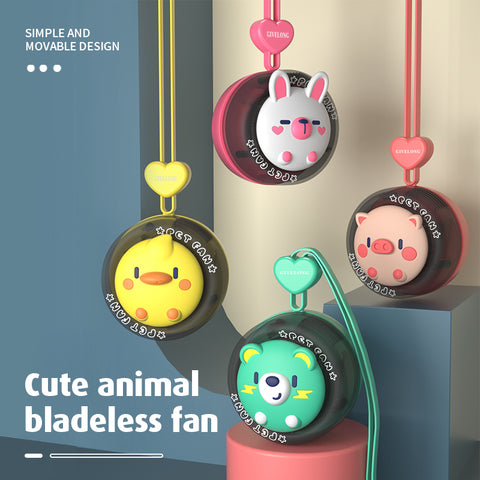 Babyproph Mini Portable Hanging Neck Fan for Cute Cartoon USB Charging Low Noise Kids