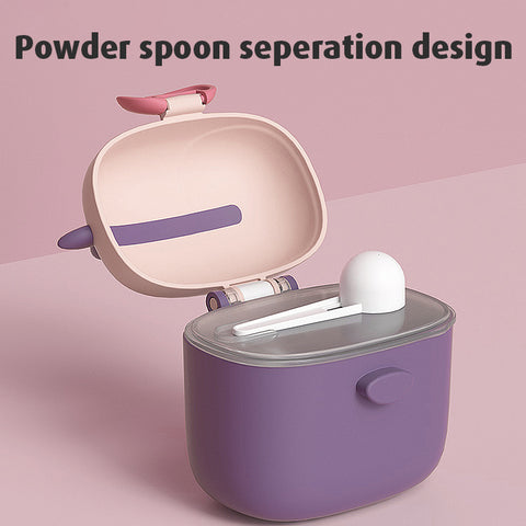 Cute Cartoon Portable Milk Powder Container With Spoon - Pink